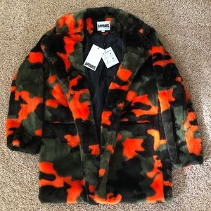 Orange Camouflage Teddy Jacket by Apparis